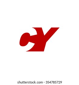 CY negative space letter logo red