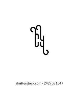 CY simple concepto curvado diseño de logotipo inicial de fondo blanco y negro