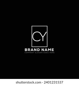 CY White Letter monogram Logo Design with Black Background. C Y