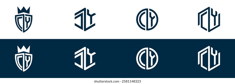 CY YC letter logo set design