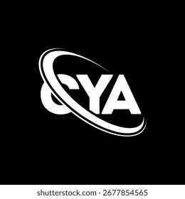 CYA logo. CYA letter. CYA letter logo design. Initials CY A logo linked with circle and uppercase monogram logo. CYA typography for technology, business and real estate brand.