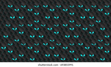 cyan 3d hexagon background