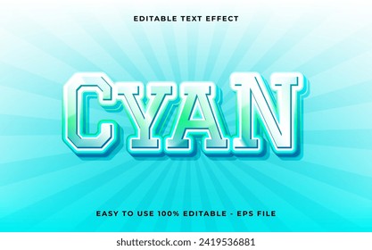 cyan 3d style editable text effect template