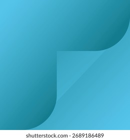 a cyan abstract background featuring a folded paper corner with subtle shadows and gradients.
