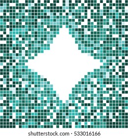 Cyan abstract vector. Pixel art banner with star in center.