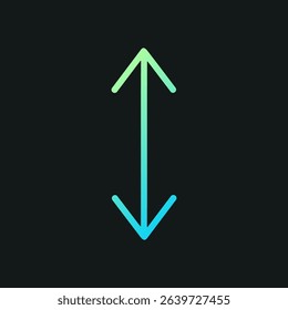 Cyan arrow points vertically both directions. Icon symbol illustration