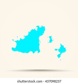 Cyan Bailiwick of Guernsey Map Illustration



