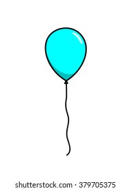 Cyan Balloon, a hand drawn vector illustration of a cyan balloon, perfect to use for projects like party, birthday celebrations, new years, decoration element, etc.