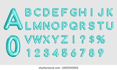 Cyan  Balloon Letters And Numbers