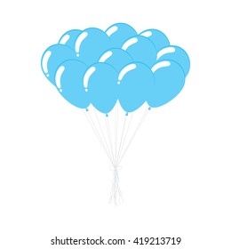 Cyan balloons, bunch balloons, flat color