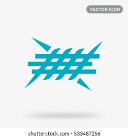 Cyan barbed wire icon illustration isolated vector sign symbol
