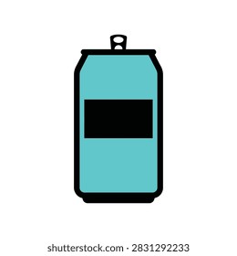 Cyan beverage can graphic illustration featuring metal ring pull beverage aluminum