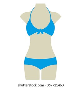 Cyan Bikini Summer Vector Icon Button