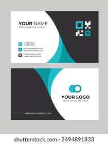 Cyan and black business card Design template