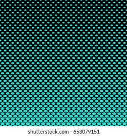 Cyan and black ellipse pattern halftone background - abstract vector illustration