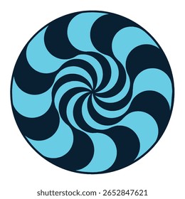 Círculo Espiral Hipnótico Ciano e Preto