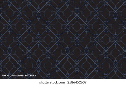 Cyan and Black thin line seamless vector pattern. Geometric floral linear flower tile pattern. Luxurious oriental art deco texture background. Cyan lines on black background wedding design.