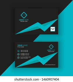 Cyan and black vector business card template