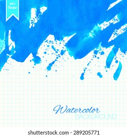 Cyan blue abstract hand painted grunge background. Vector illustration.