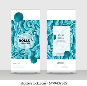 Cyan, blue Abstract Shapes Modern Exhibition Advertising Trend Business Roll Up Banner Stand Poster Brochure flat design template creative concept. blue Roll Up EPS. Presentation Cover