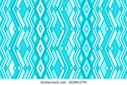 Cyan blue aesthetic rhombus elements geometric seamles pattern.