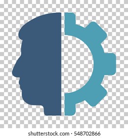 Cyan And Blue Android Head interface toolbar icon. Vector pictogram style is a flat bicolor symbol on chess transparent background.