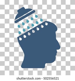 Cyan And Blue Brain Shower interface icon. Vector pictogram style is a flat bicolor symbol on chess transparent background.