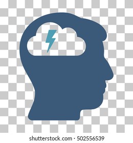 Cyan And Blue Brainstorming interface toolbar pictogram. Vector pictogram style is a flat bicolor symbol on chess transparent background.