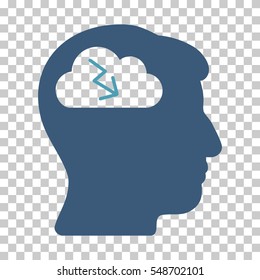 Cyan And Blue Brainstorming interface toolbar pictogram. Vector pictograph style is a flat bicolor symbol on chess transparent background.