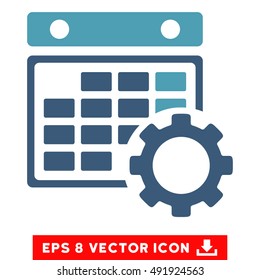 Cyan And Blue Calendar Configuration EPS vector pictograph. Illustration style is flat iconic bicolor symbol on a white background.