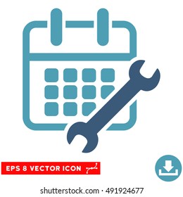 Cyan And Blue Calendar Configure EPS vector pictogram. Illustration style is flat iconic bicolor symbol on a white background.