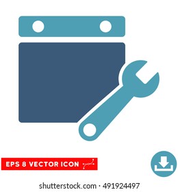Cyan And Blue Calendar Tuning EPS vector pictograph. Illustration style is flat iconic bicolor symbol on a white background.
