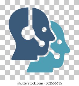Cyan And Blue Call Center Operators toolbar icon. Vector pictogram style is a flat bicolor symbol on chess transparent background.