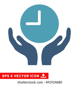 Cyan And Blue Clock Care EPS vector pictogram. Illustration style is flat iconic bicolor symbol on a white background.