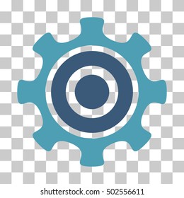 Cyan And Blue Cogwheel interface toolbar icon. Vector pictograph style is a flat bicolor symbol on chess transparent background.