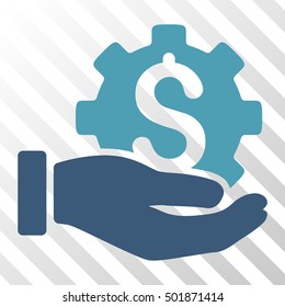 Cyan And Blue Development Service toolbar icon. Vector pictogram style is a flat bicolor symbol on diagonal hatch transparent background.