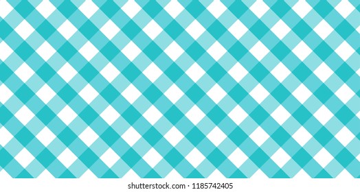 Cyan blue diagonal Gingham pattern. Texture from rhombus/squares for - plaid, tablecloths, clothes, shirts, dresses, paper, bedding, blankets, quilts and other textile products.