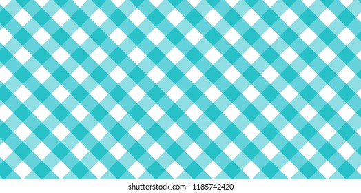 Cyan blue diagonal Gingham pattern. Texture from rhombus/squares for - plaid, tablecloths, clothes, shirts, dresses, paper, bedding, blankets, quilts and other textile products.
