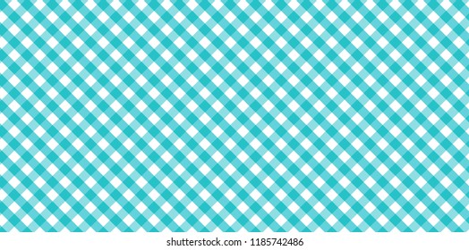 Cyan blue diagonal Gingham pattern. Texture from rhombus/squares for - plaid, tablecloths, clothes, shirts, dresses, paper, bedding, blankets, quilts and other textile products.