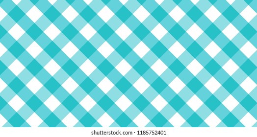 Cyan blue diagonal Gingham pattern. Texture from rhombus/squares for - plaid, tablecloths, clothes, shirts, dresses, paper, bedding, blankets, quilts and other textile products.