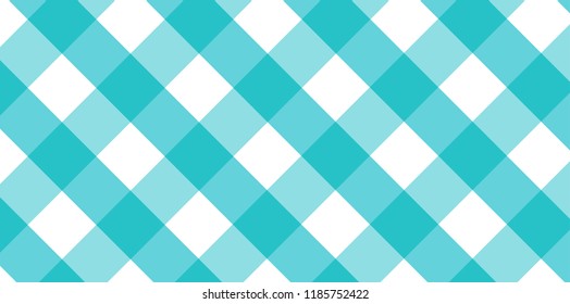 Cyan blue diagonal Gingham pattern. Texture from rhombus/squares for - plaid, tablecloths, clothes, shirts, dresses, paper, bedding, blankets, quilts and other textile products.