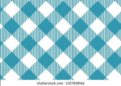 Cyan blue diagonal Gingham pattern. Texture from rhombus/squares for - plaid, tablecloths, clothes, shirts, dresses, paper, bedding, blankets, quilts and other textile products.