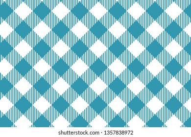 Cyan blue diagonal Gingham pattern. Texture from rhombus/squares for - plaid, tablecloths, clothes, shirts, dresses, paper, bedding, blankets, quilts and other textile products.