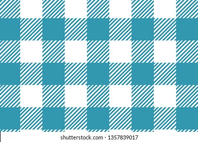 Cyan blue diagonal Gingham pattern. Texture from rhombus/squares for - plaid, tablecloths, clothes, shirts, dresses, paper, bedding, blankets, quilts and other textile products.