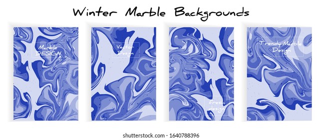 Cyan blue digital marbling set. Abstract colorful backdrop. Liquid paint abstraction. Cold color palette mesh background. Colorful marbling texture for festive party invitation. Trendy surface design