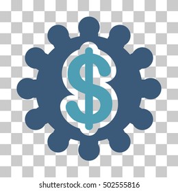 Cyan And Blue Financial Options Gear toolbar pictogram. Vector pictograph style is a flat bicolor symbol on chess transparent background.