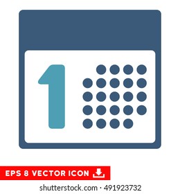 Cyan And Blue First Day EPS vector pictograph. Illustration style is flat iconic bicolor symbol on a white background.