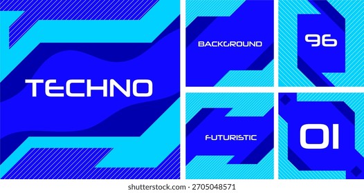 Cyan blue futuristic posts template collection eps10