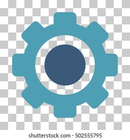 Cyan And Blue Gear interface pictogram. Vector pictograph style is a flat bicolor symbol on chess transparent background.