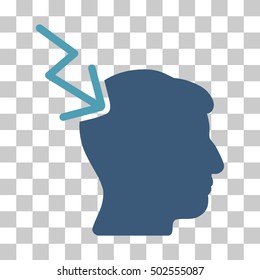 Cyan And Blue Head Electric Strike interface toolbar icon. Vector pictogram style is a flat bicolor symbol on chess transparent background.